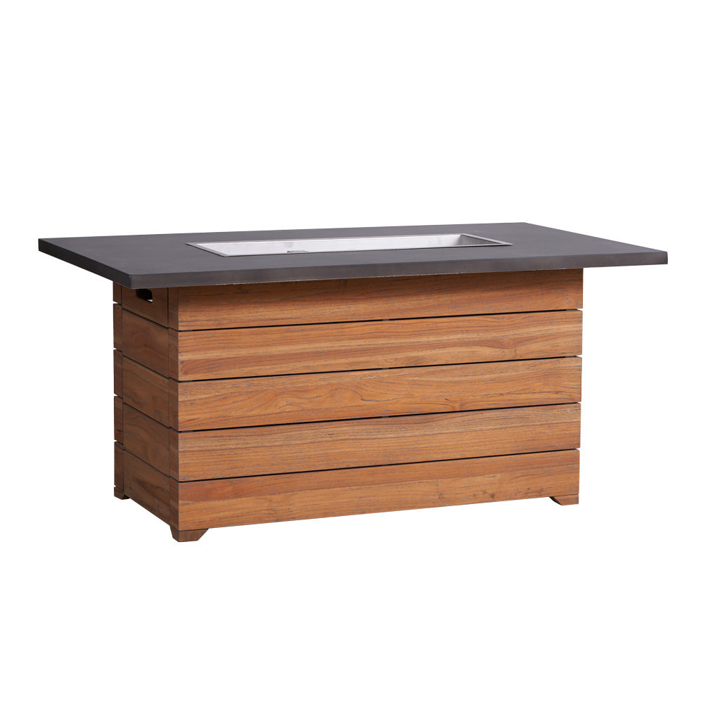 Lloyd Flanders Teak 50" Rectangular Fire Table with Faux Concrete Top, lifestyle photo 1