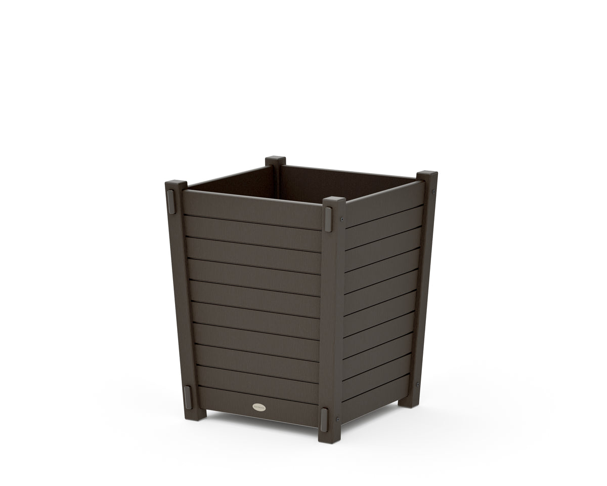 POLYWOOD Nautical Large Tapered Square Short Planter Box in Vintage Coffee