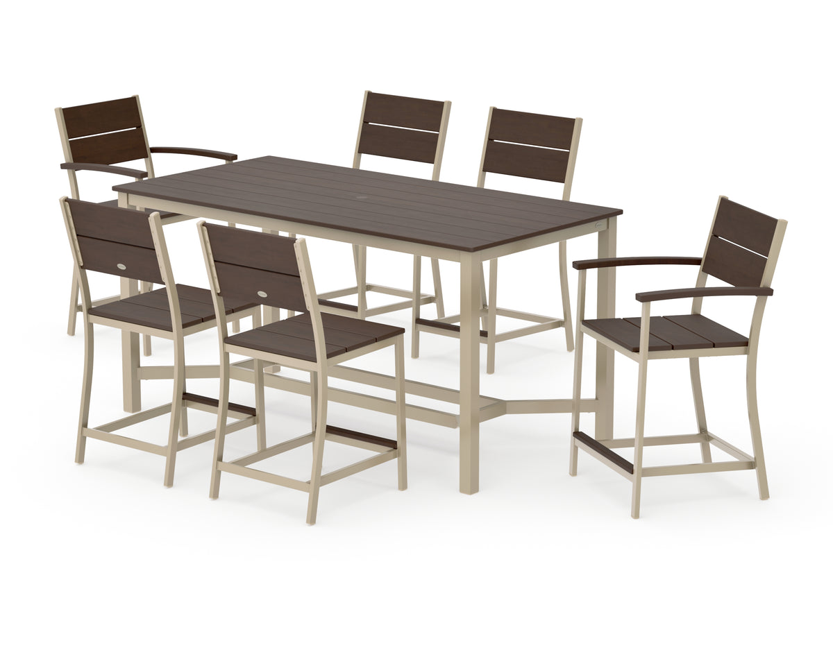 POLYWOOD Main Street 7-Piece Counter Set in Sand / Kona