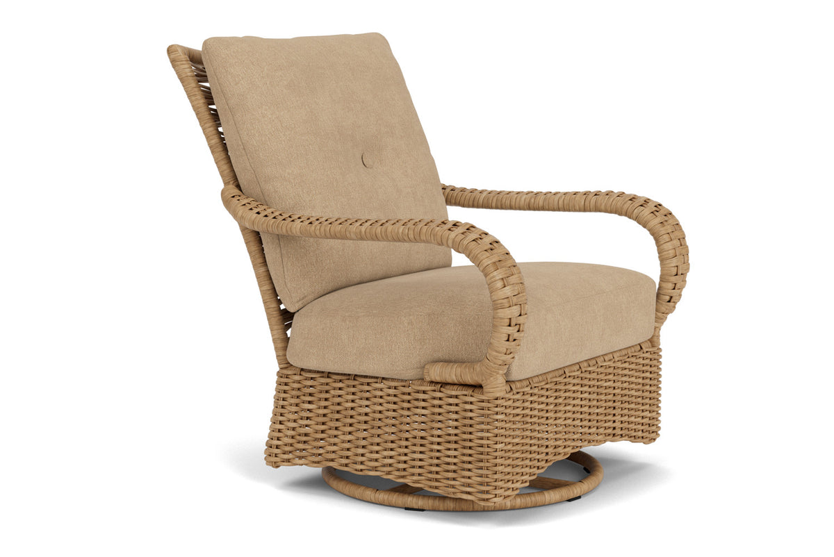 Lloyd Flanders Magnolia Swivel Glider Lounge Chair with Hayden Sand fabric, view 3