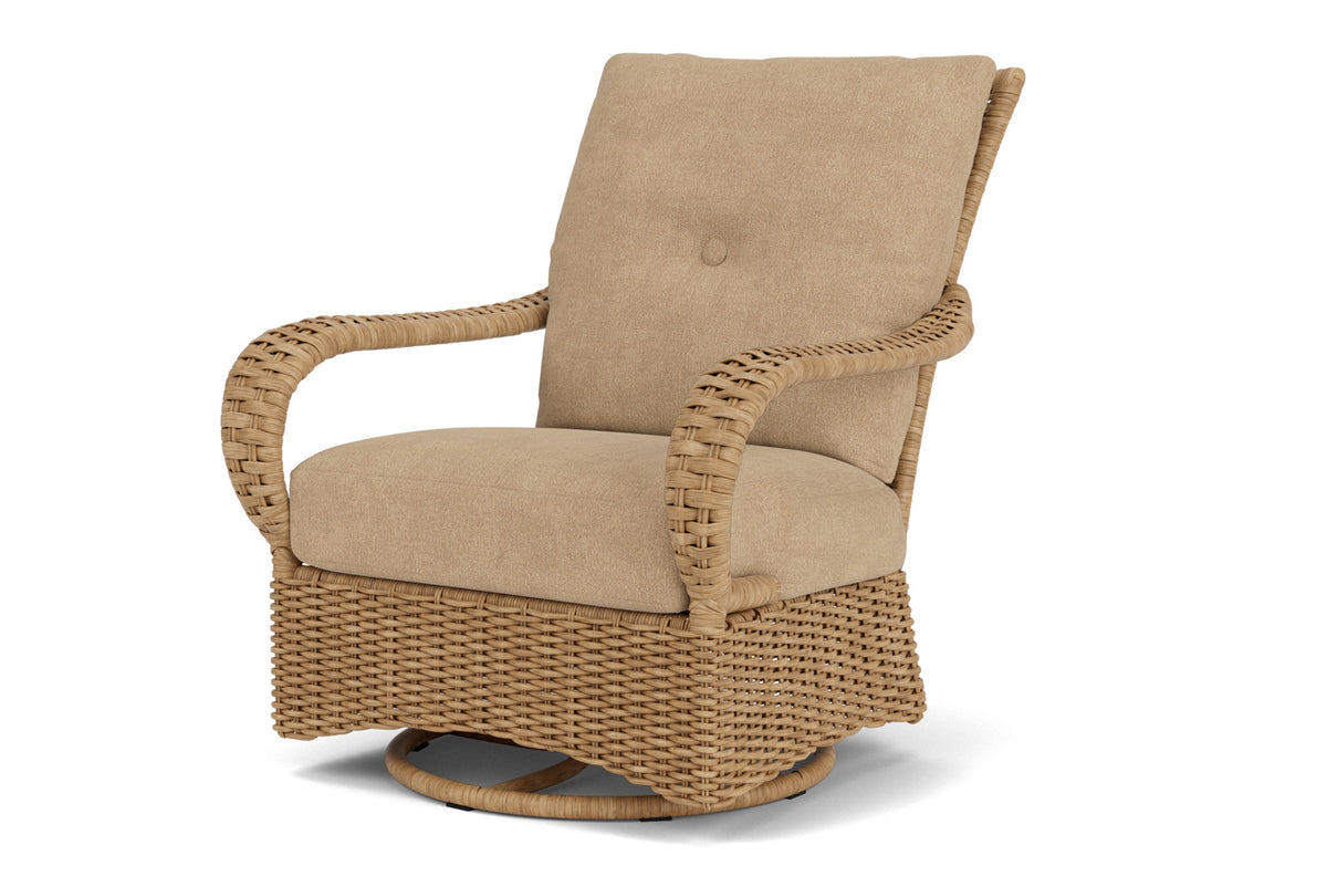 Lloyd Flanders Magnolia Swivel Glider Lounge Chair with Hayden Sand fabric, view 10