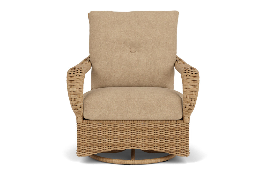 Lloyd Flanders Magnolia Swivel Glider Lounge Chair with Hayden Sand fabric
