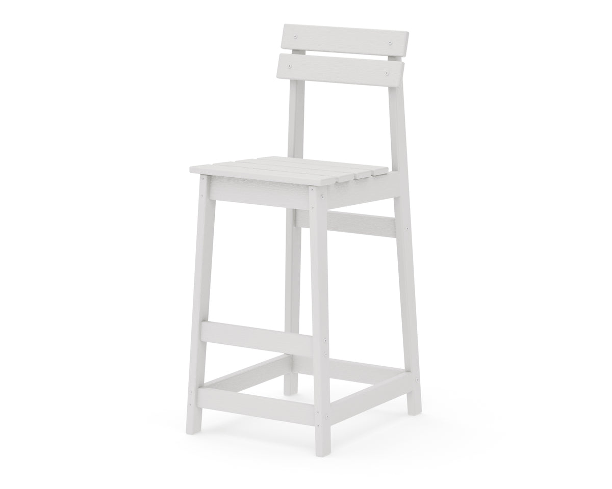 POLYWOOD Modern Studio Plaza Bar Chair in Vintage White