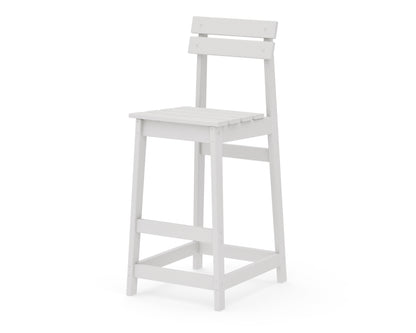 POLYWOOD Modern Studio Plaza Bar Chair in Vintage White