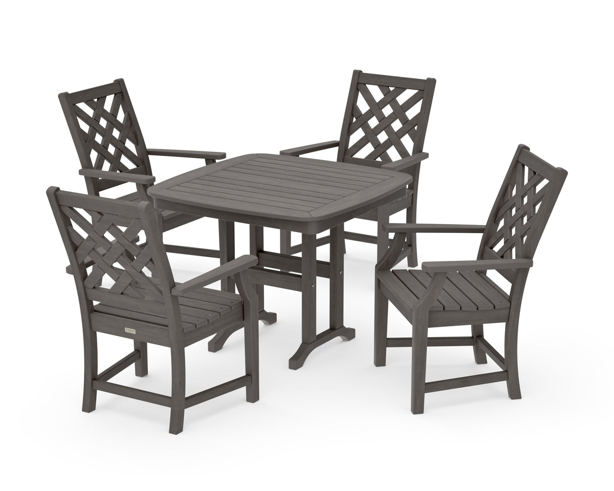 POLYWOOD Wovendale 5-Piece Dining Set in Driftwood