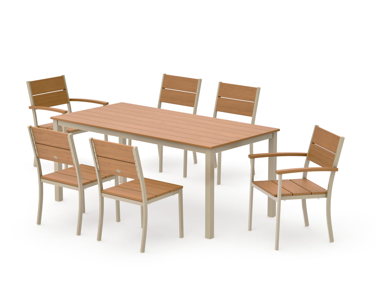 POLYWOOD Main Street 7-Piece Dining Set with Main Street 36" x 72" Dining Table in Sand / Natural