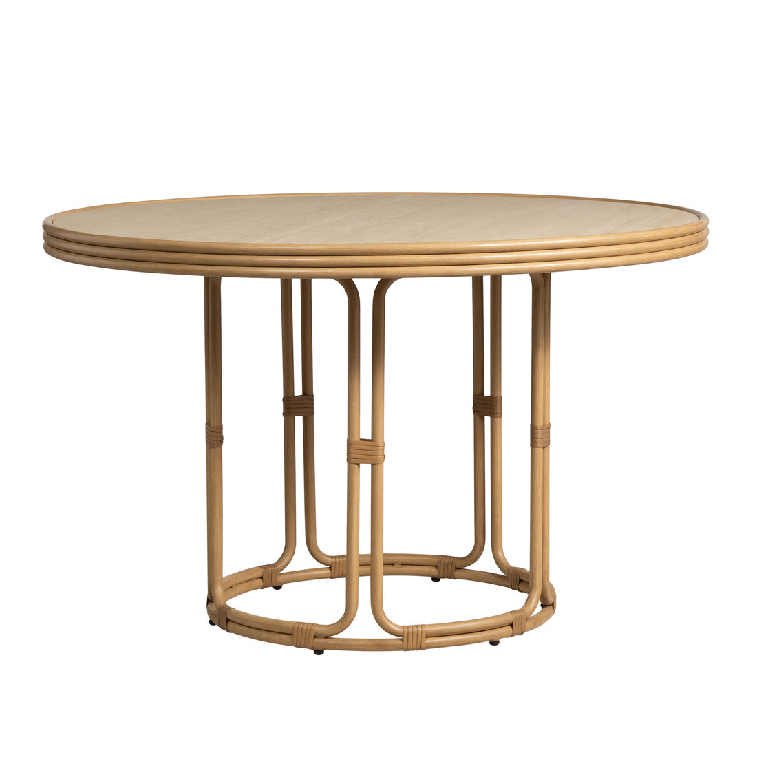 Lloyd Flanders Riviera 48" Round Dining Table with Travertine Top, lifestyle photo 1