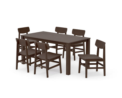 POLYWOOD Modern Studio Urban Chair 7-Piece Parsons Table Dining Set in Kona