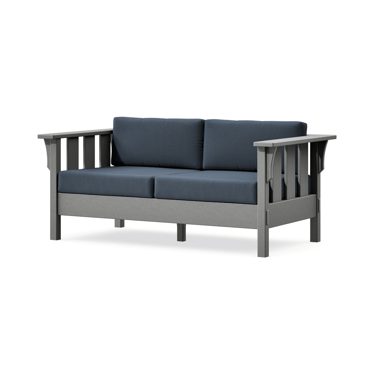 POLYWOOD Acadia Deep Seating Loveseat in Slate Grey / Marine Indigo