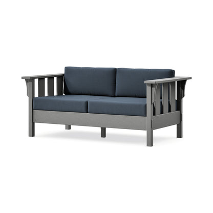 POLYWOOD Acadia Deep Seating Loveseat in Slate Grey / Marine Indigo