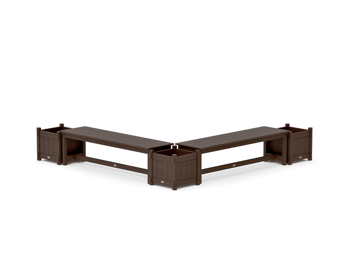 POLYWOOD 60" Vineyard L-Shaped Planter Bench Corner Set in Kona