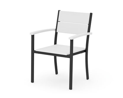 POLYWOOD Main Street Stacking Dining Arm Chair in Black / White