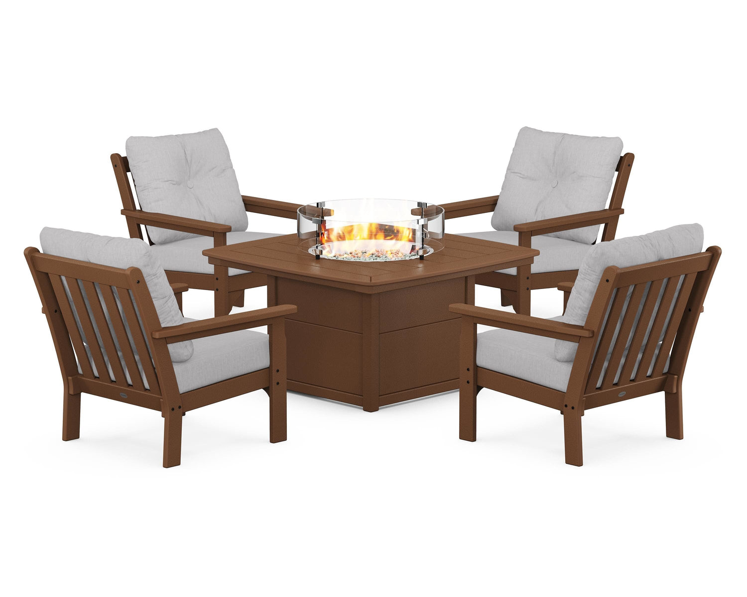 POLYWOOD Vineyard 5-Piece Conversation Set with Fire Pit Table
