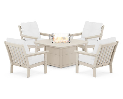POLYWOOD Vineyard 5-Piece Conversation Set with Fire Pit Table