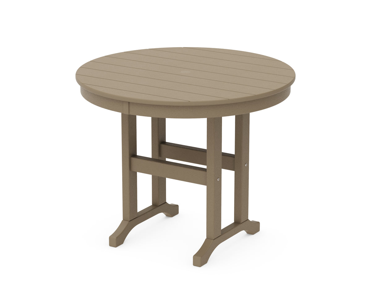 POLYWOOD 36" Round Farmhouse Dining Table in Vintage Sahara