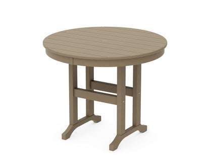POLYWOOD 36" Round Farmhouse Dining Table in Vintage Sahara