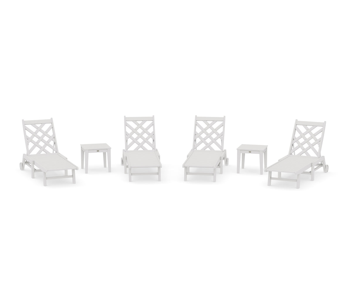 POLYWOOD Wovendale 6-Piece Chaise Set with Wheels in Vintage White