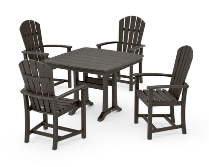POLYWOOD Palm Coast 5-Piece Dining Set with Trestle Legs - 37" Table in Vintage Coffee