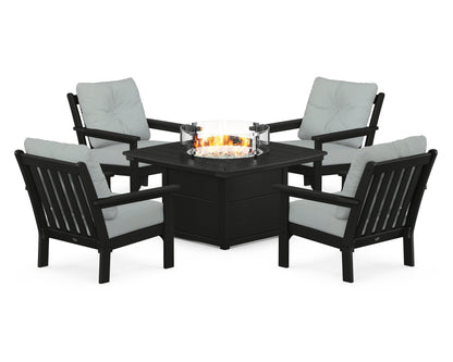 POLYWOOD Vineyard 5-Piece Conversation Set with Fire Pit Table