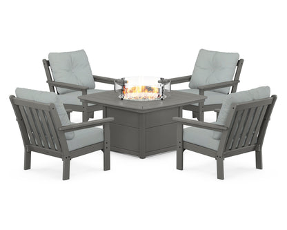 POLYWOOD Vineyard 5-Piece Conversation Set with Fire Pit Table