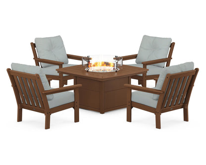 POLYWOOD Vineyard 5-Piece Conversation Set with Fire Pit Table