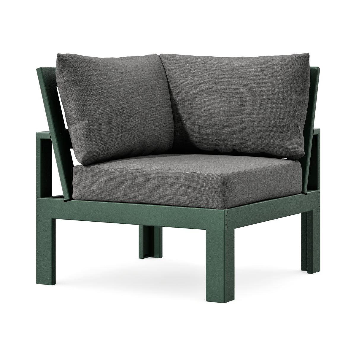 POLYWOOD Modular Corner Chair in Green / Ash Charcoal
