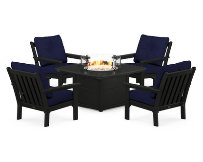 POLYWOOD Vineyard 5-Piece Conversation Set with Fire Pit Table