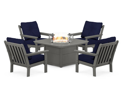 POLYWOOD Vineyard 5-Piece Conversation Set with Fire Pit Table