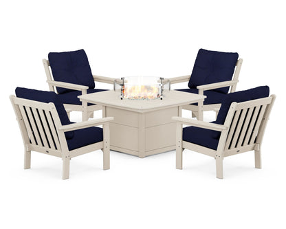 POLYWOOD Vineyard 5-Piece Conversation Set with Fire Pit Table