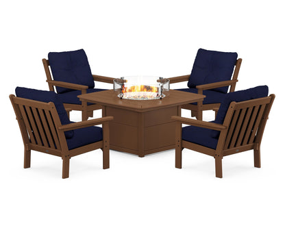 POLYWOOD Vineyard 5-Piece Conversation Set with Fire Pit Table