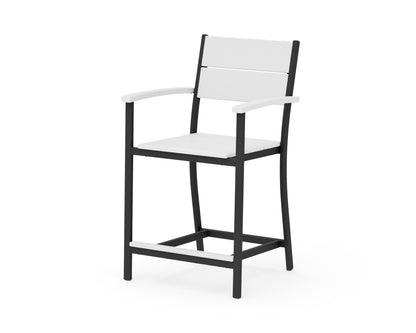 POLYWOOD Main Street Counter Arm Chair in Black / White