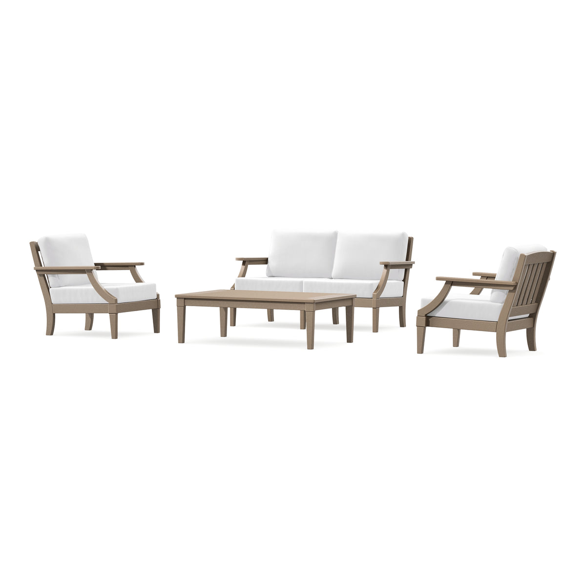 POLYWOOD PW Designer Series Estate Lounge 4-Piece Loveseat Set in Vintage Sahara / Natural