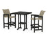 POLYWOOD Coastal Woven 3-Piece Bar Set in Black / Dune Grass