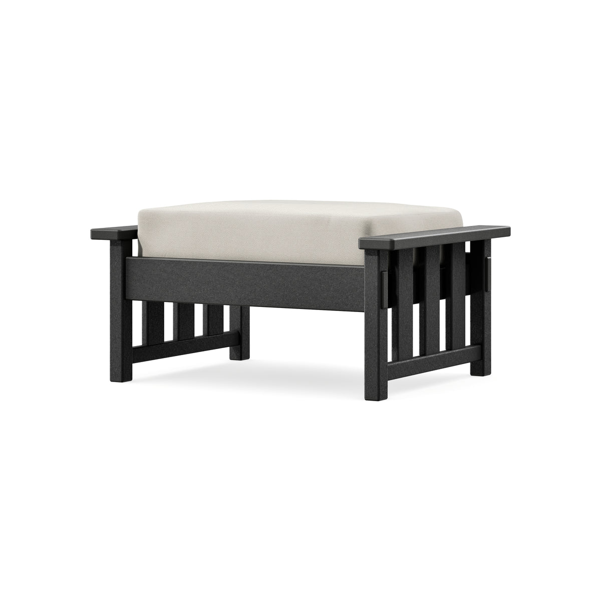 POLYWOOD Acadia Deep Seating Ottoman in Black / Blend Linen