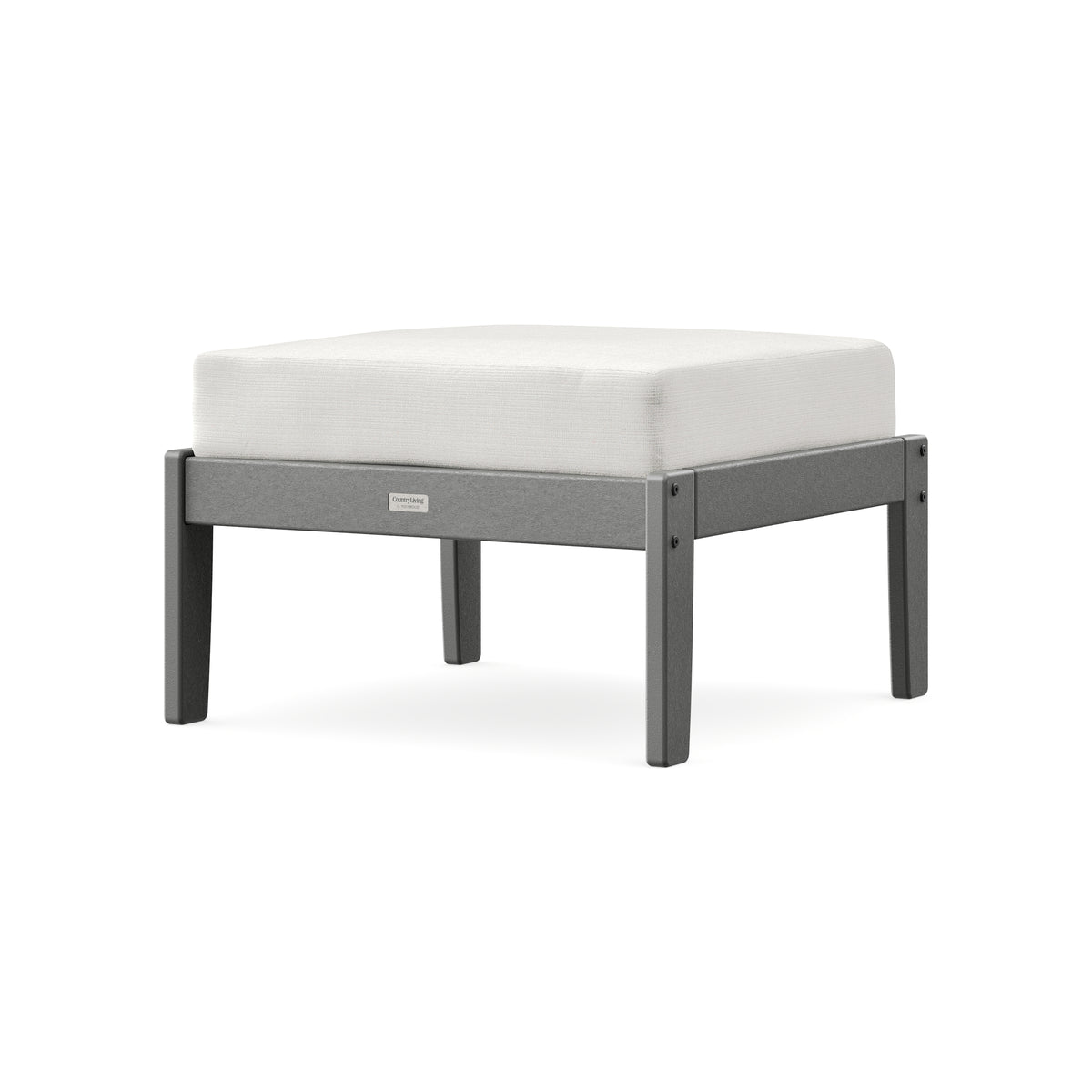 POLYWOOD Cottage Deep Seating Ottoman in Slate Grey / Natural Linen