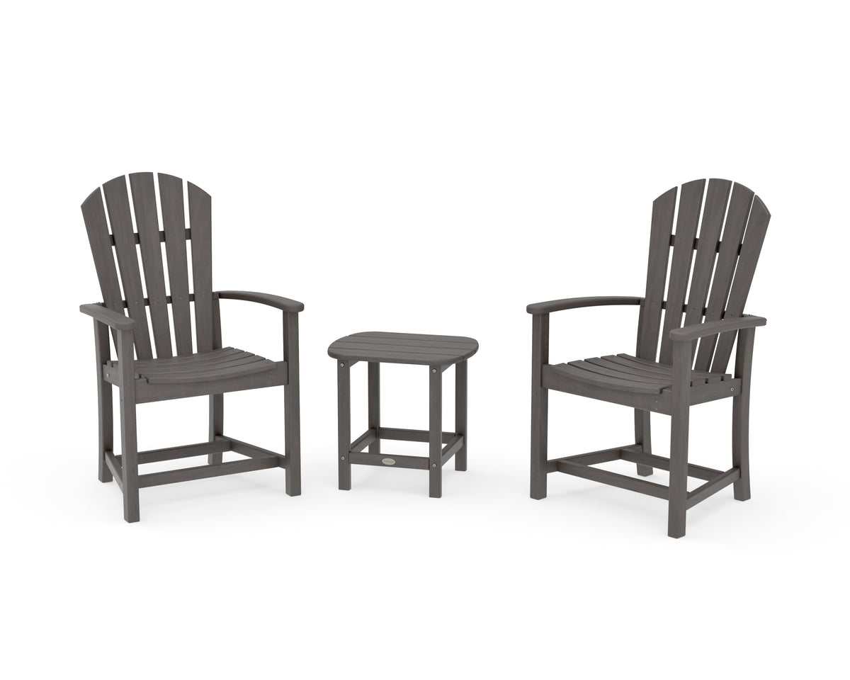 POLYWOOD Palm Coast 3-Piece Upright Adirondack Chair Set in Driftwood