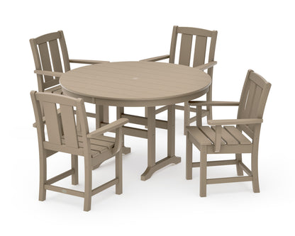 POLYWOOD Mission 5-Piece Round Farmhouse Dining Set in Vintage Sahara