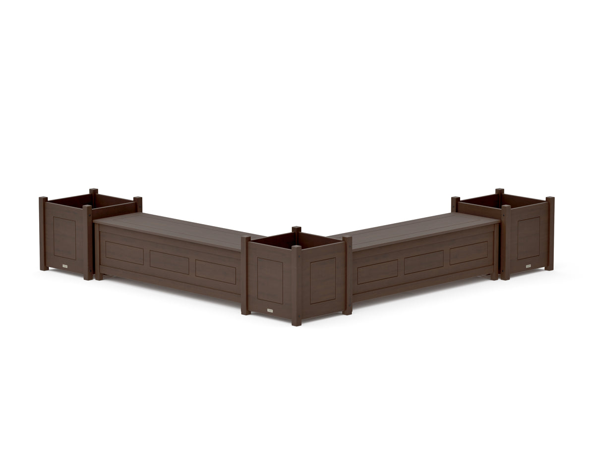 POLYWOOD 60" Country Living L-Shaped Planter Storage Bench Corner Set - Large in Kona