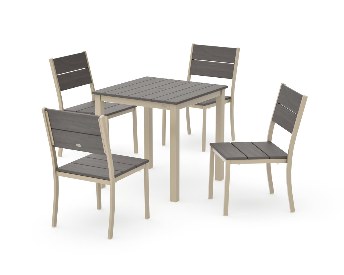 POLYWOOD Main Street 5-Piece Square Dining Set- Small in Sand / Driftwood