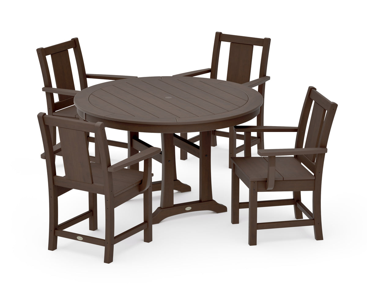 POLYWOOD Prairie 5-Piece Round Dining Set with Trestle Legs in Kona