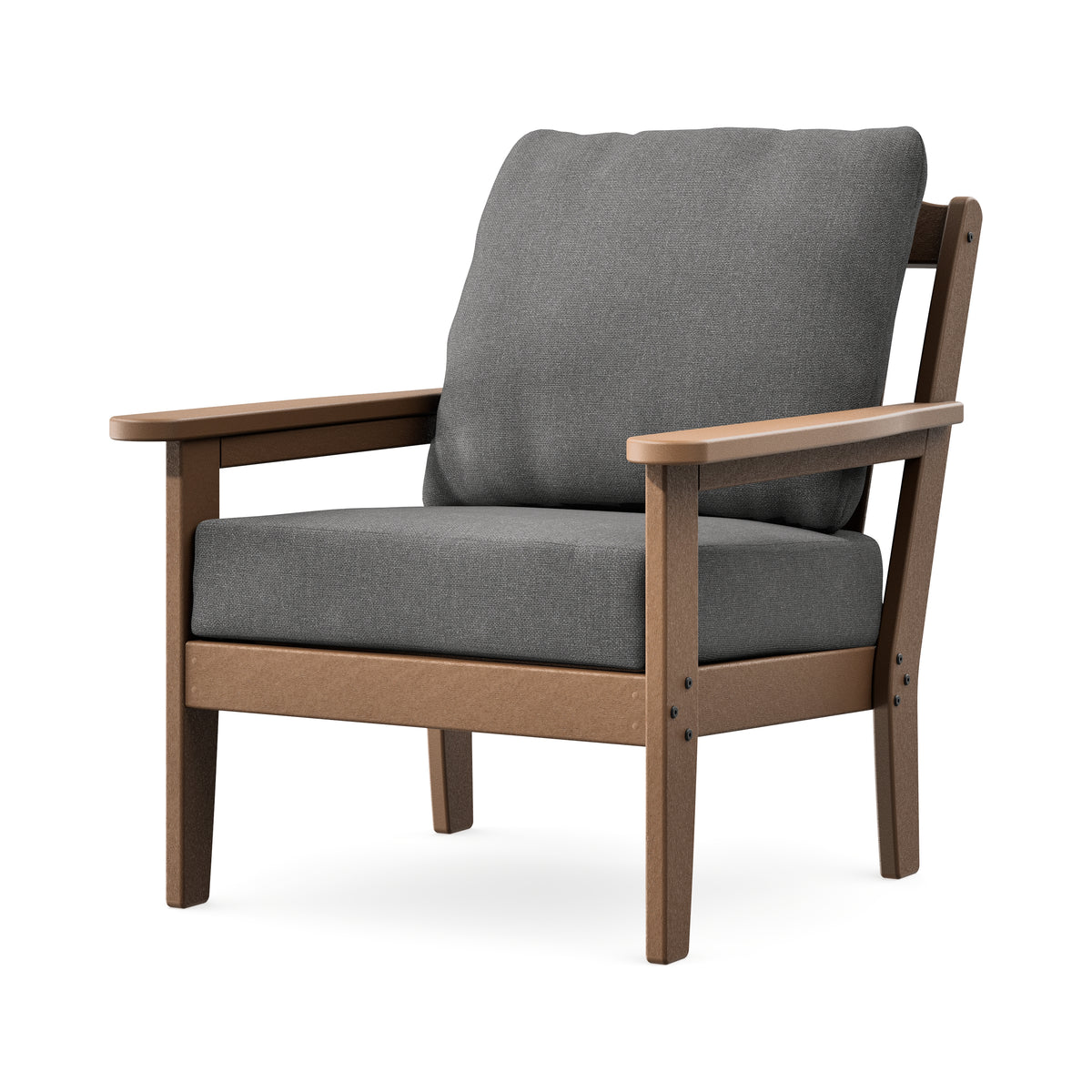 POLYWOOD Cottage Deep Seating Chair in Teak / Ash Charcoal