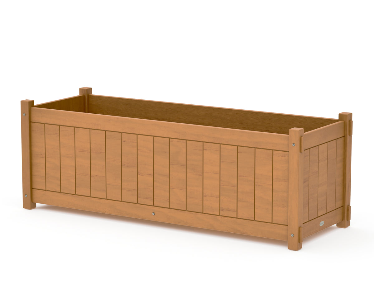 POLYWOOD Vineyard Large Rectangle Triple Planter Box in Natural