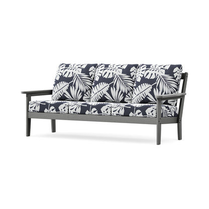 POLYWOOD Cottage Deep Seating Sofa in Slate Grey / Leaf Navy