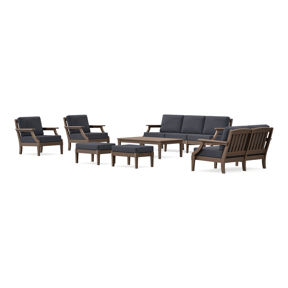 POLYWOOD PW Designer Series Estate 7-Piece Lounge Sofa Set in Kona / Midnight Linen