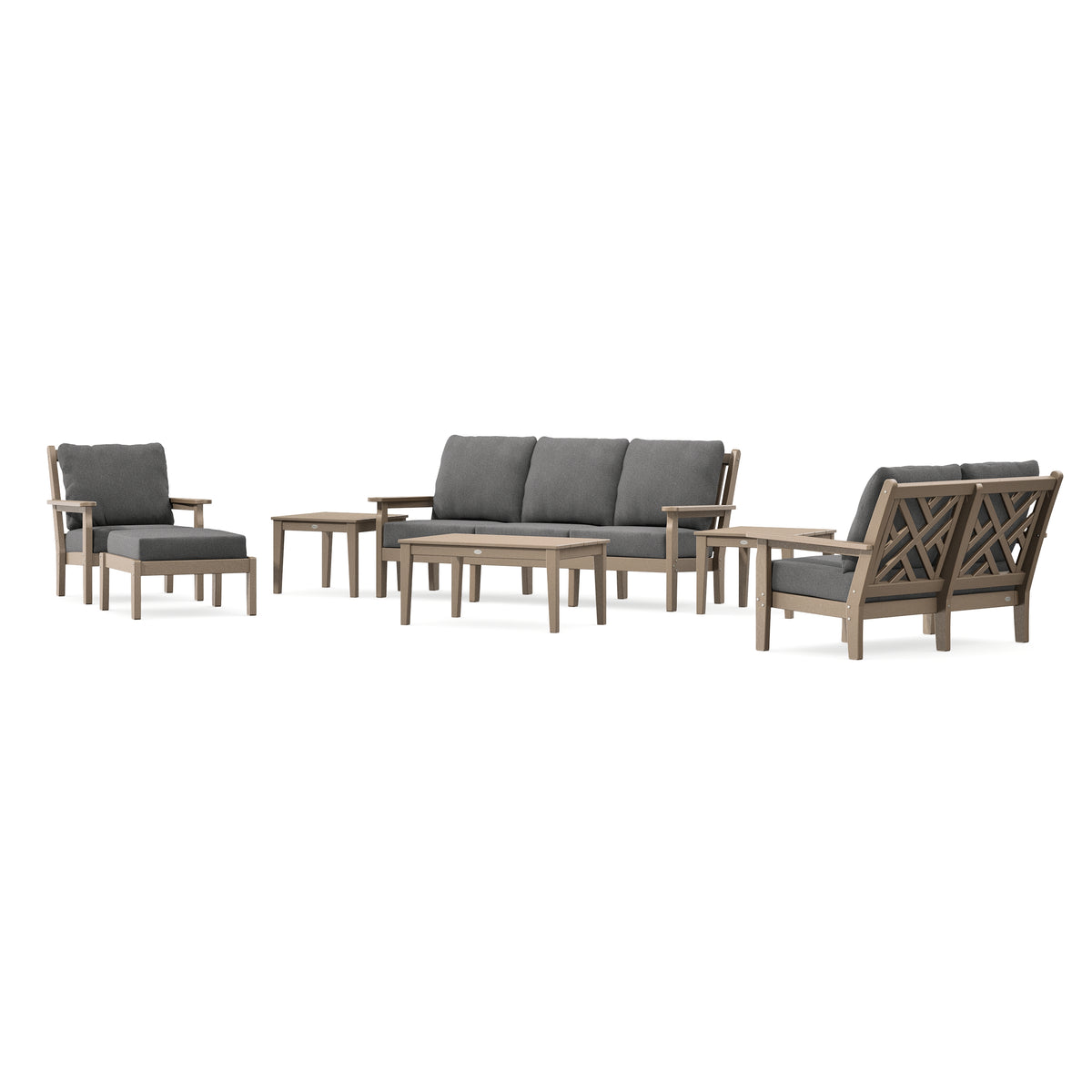 POLYWOOD Chippendale 7-Piece Deep Seating Set in Vintage Sahara