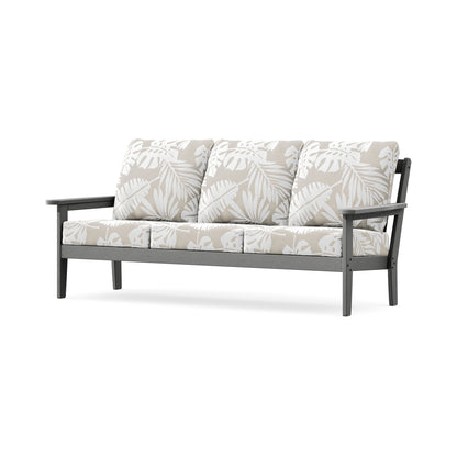 POLYWOOD Cottage Deep Seating Sofa in Slate Grey / Leaf Dune Burlap