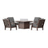 POLYWOOD Country Living Wovendale 5-Piece Deep Seating Set with Fire Pit Table in Mahogany
