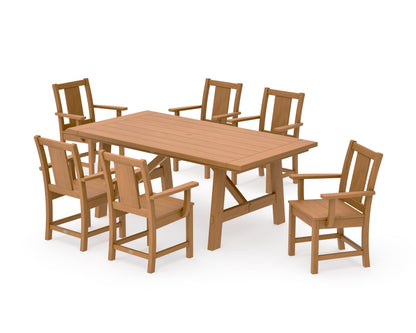 POLYWOOD Prairie Arm Chair 7-Piece Rustic Farmhouse Dining Set in Natural