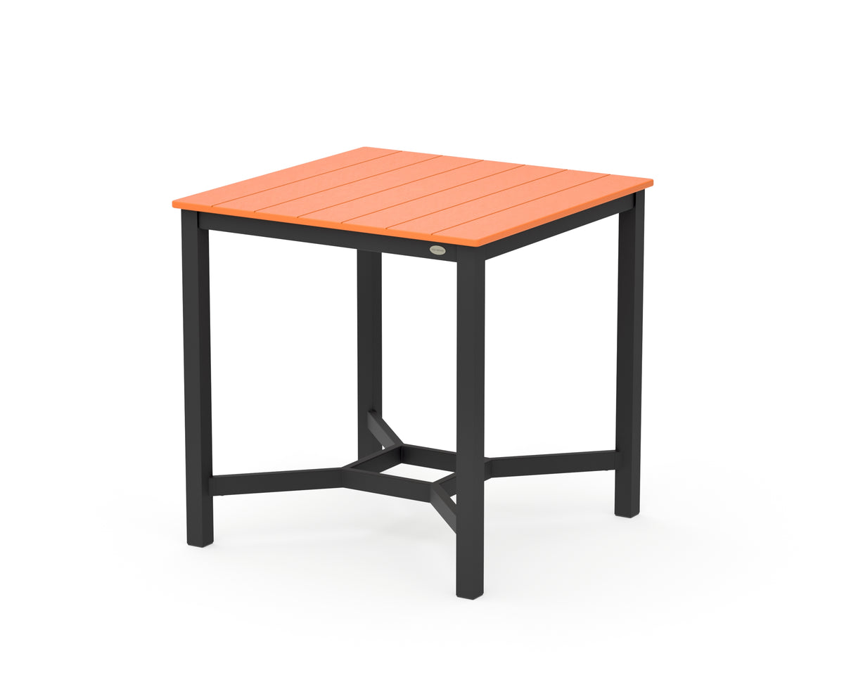 POLYWOOD Main Street 36 x 36 Counter Table in Black / Tangerine
