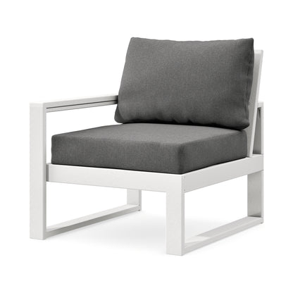 POLYWOOD EDGE Modular Left Arm Chair in White / Ash Charcoal